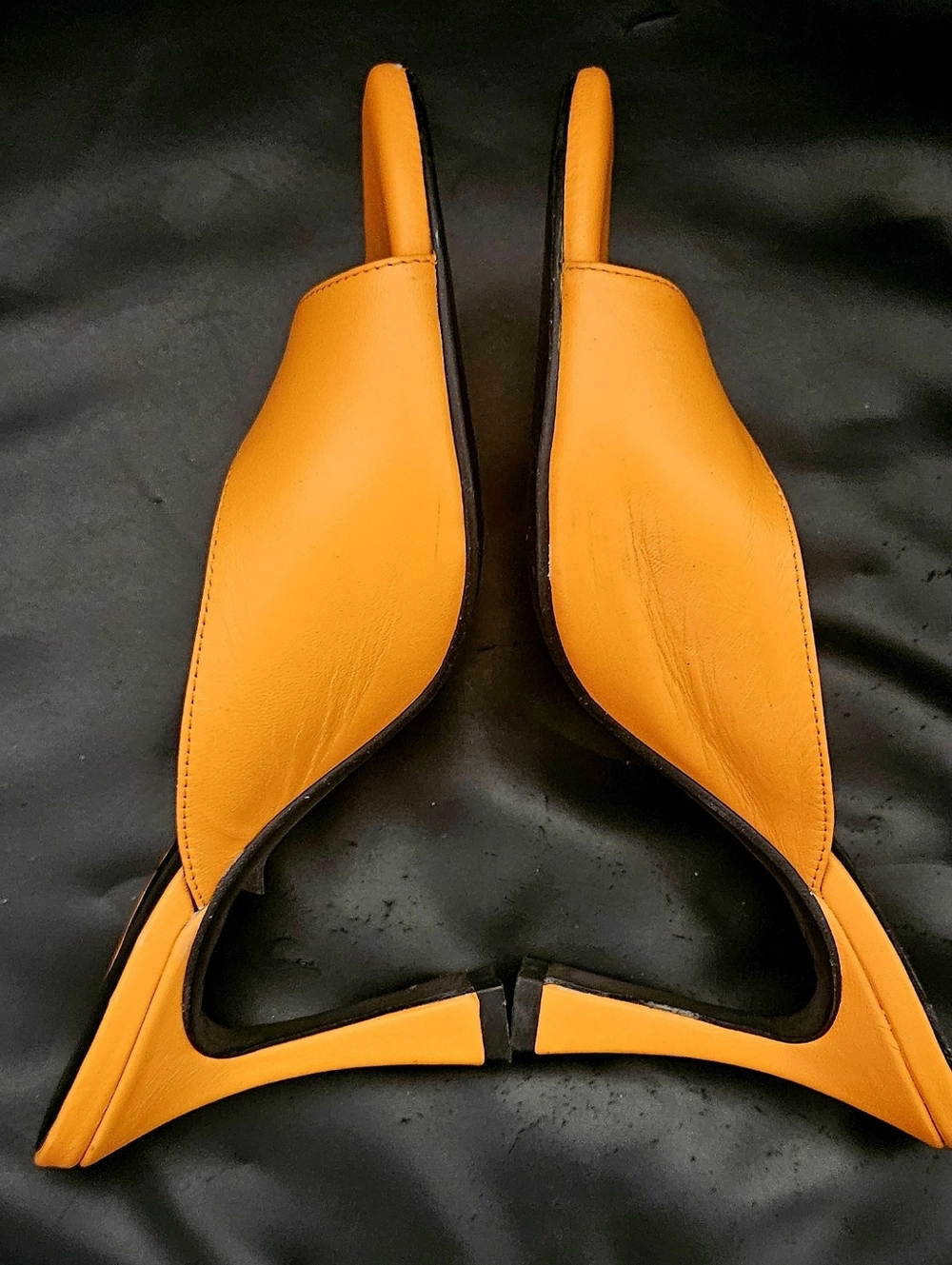 l'intervalle  Orange Leather  Open-Toe Slip On Mule Size 36 Eu 6/6.5 US Heels - Picture 2 of 9